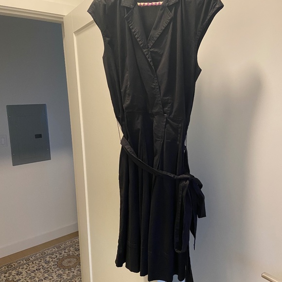 Talbots Dresses & Skirts - Talbots Black cotton belted dress, pleated bottom, size 14